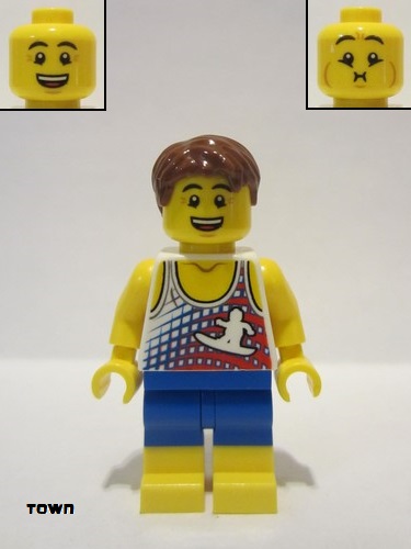 lego 2018 mini figurine twn335 Beach Tourist