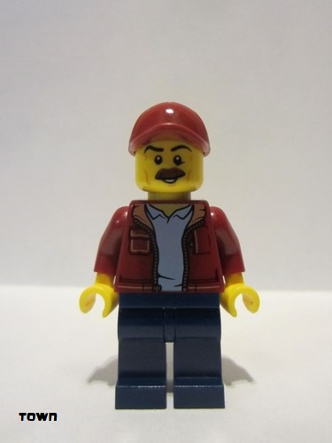 lego 2019 mini figurine cty1043 Taxi Driver Dark Red Bomber Jacket, Dark Blue Legs 