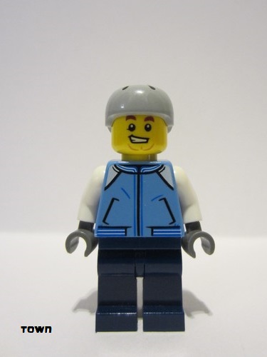 lego 2019 mini figurine cty1087 Snowboarder Male, Medium Blue Jacket, Light Bluish Gray Sports Helmet 