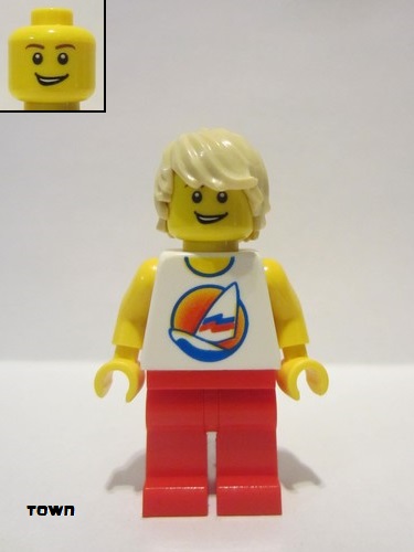 lego 2019 mini figurine gen139 Surfer Red Legs 