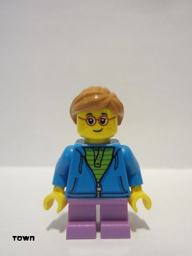 lego 2019 mini figurine twn362 Child Girl With Dark Azure Hoodie and Ponytail 