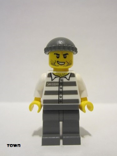 lego 2020 mini figurine cty1122 Police - Jail Prisoner 50380 Prison Stripes, Stubble, Dark Bluish Gray Knit Cap 50380 Prison Stripes, Stubble, Dark Bluish Grey Bonnet en tricot