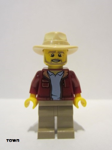 lego 2021 mini figurine cty1313 Larry Jones Adventurer Dark Red Torso, Dark Tan Legs, Tan Hat 