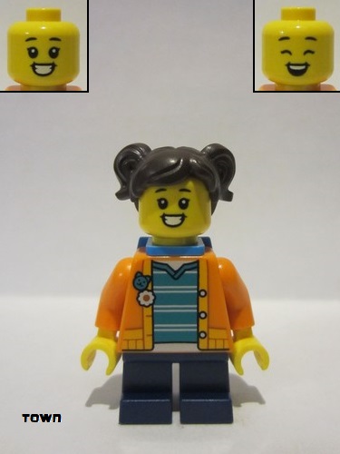 lego 2022 mini figurine cty1390 Madison Orange Jacket, Dark Azure Backpack 