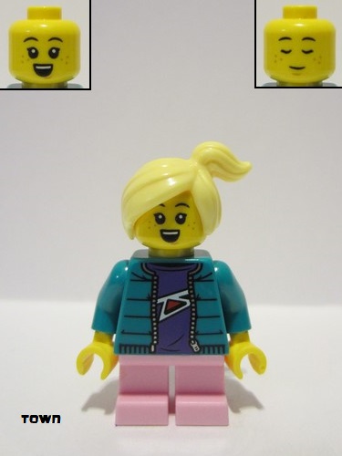 LEGO 2 x Figur Minifigur Town Jacket Blue Green Legs jbl011 aus Set 4103 