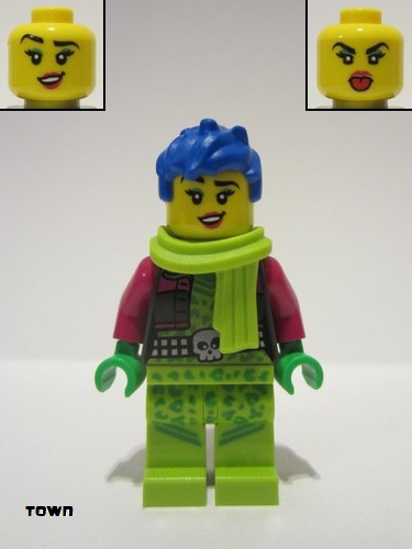 lego 2022 mini figurine cty1506 Raze Lime Scarf, Blue Hair 