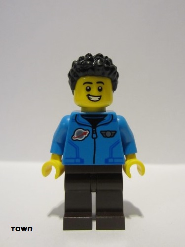 lego 2023 mini figurine cty1583 Citizen Male - Dark Azure Jacket, Dark Brown Legs, Hearing Aid, Black Hair 