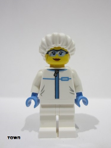 lego 2024 mini figurine cty1750 Police - City Forensic Detective Female, White Safety Jumpsuit, Safety Glasses 