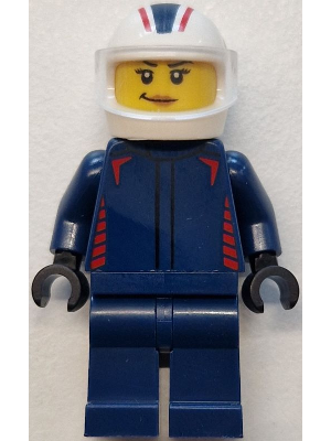 lego 2025 mini figurine cty1838 Formula 1 Driver Red Bull - Female, Dark Blue Racing Suit, White Helmet, Trans-Clear Visor 