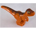 Dark Orange Dinosaur Baby Standing with Dark Brown Stripes, Reddish Brown Back and Yellow Eyes Pattern