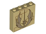 Tan Brick 1 x 4 x 3 with Dark Tan Jedi Order Insignia with Dark Brown Outline, Reddish Brown Bricks and Medium Nougat Dots Pattern