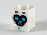 White Brick 1 x 1 with Black Face, Medium Azure Eyes, Nose, Mouth and Power Indicator Pattern