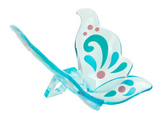 Trans-Light Blue Minifigure Wings Butterfly with Dark Turquoise, Dark Azure, Coral Swirls Pattern