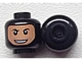 Black Minifig, Head Balaclava with Face Hole, Stubble and Rakish Smile Pattern - Stud Recessed