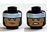 Black Minifig, Head Dual Sided Balaclava, White Headband, Cheek Lines, Scowl / Clenched Teeth Pattern (Batman) - Stud Recessed