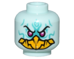 Light Aqua Minifigure, Head Alien Magenta Eyes, Bright Light Orange Beak, and Dark Turquoise Lines Pattern - Hollow Stud