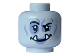 Light Bluish Gray Minifigure, Head Alien Orc Female Black Eyebrows, Eyes and Mouth, White Sharp Teeth and Sand Blue Eye Shadow, Wrinkles and Lips Pattern - Vented Stud