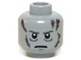 Light Bluish Gray Light Bluish Gray Minifig, Head Male Scars Gray Left & Right, Gray Eyebrows, White Pupils Pattern (Darth Vader) - Stud Recessed