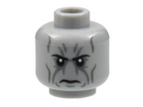 Light Bluish Gray Minifigure, Head Alien Black Eyebrows, Dark Bluish Gray Contour Lines, Frown Pattern - Hollow Stud