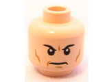 Light Nougat Minifig, Head Male Black Angry Eyebrows, Frown and Cheek Lines Pattern (Lex) - Blocked Open Stud