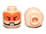 Light Nougat Minifig, Head Male Stern Black Eyebrows, Pupils and Orange Visor Pattern - Stud Recessed