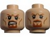 Light Nougat Minifig, Head Dual Sided LotR Boromir Goatee Stern / Grimacing Pattern - Stud Recessed