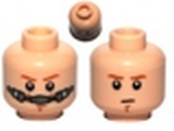 Light Nougat Minifig, Head Dual Sided Dark Orange Eyebrows, Chin Dimple Determined / Breathing Apparatus Pattern (SW Obi-Wan) - Stud Recessed