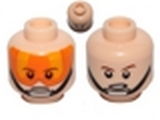 Light Nougat Minifig, Head Dual Sided Orange Visor, Stern Brown Eyebrows, Pupils / Open Mouth Pattern (SW Luke Skywalker) - Stud Recessed