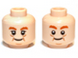 Light Nougat Minifig, Head Dual Sided LotR Bombur Cheek Lines Happy / Surprised Pattern - Stud Recessed