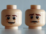 Light Nougat Minifig, Head Dual Sided LotR Bilbo Brown Eyebrows, Smile / Sad Pattern - Stud Recessed