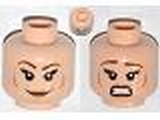 Light Nougat Minifig, Head Dual Sided Female Brown Eyebrows, Eyelashes, Medium Nougat Lips, Cheek Lines, Smile / Scared Pattern - Stud Recessed