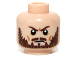 Light Nougat Minifigure, Head Beard Brown, Furrowed Brow Pattern - Hollow Stud