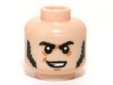 Light Nougat Minifigure, Head Black Sideburns and Crooked Smile Pattern (Jesus) - Hollow Stud