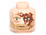 Light Nougat Minifig, Head SW Blue Eyes, Tribal Tattoo, Stubble and Scars Pattern (Obi-Wan - Rako Hardeen) - Stud Recessed