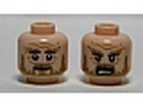 Light Nougat Minifig, Head Dual Sided LotR Beard Dark Tan, Bushy Eyebrows, Wrinkles, White Pupils, Smile / Shouting Pattern (Radagast) - Stud Recessed