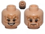 Light Nougat Minifig, Head Dual Sided Wrinkles, Dark Tan Eyebrows, Bared Teeth Evil Grin / Stern Pattern (SW Palpatine) - Stud Recessed