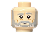 Light Nougat Minifig, Head Beard with SW Gray Beard and Eyebrows, Furrowed Brow, White Pupils, Cheek Lines Pattern (SW Obi-Wan) - Stud Recessed