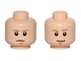 Light Nougat Minifig, Head Dual Sided Dark Tan Eyebrows, Chin Dimple, White Pupils, Stern / Smile Pattern (SW Luke Skywalker) - Stud Recessed