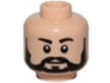 Light Nougat Minifig, Head Beard Black Full, Black Eyebrows, White Pupils Pattern (SW Resistance X-wing Pilot) - Stud Recessed