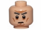 Light Nougat Minifig, Head Dark Gray Eyebrows Bushy, Sunken Eyes, Cheek Lines, Chin Dimple and Forehead Wrinkles Pattern (SW First Order General) - Stud Recessed