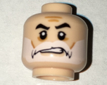 Light Nougat Minifig, Head Beard White, Moustache, Black Eyebrows, Cheek Lines, Sneer Pattern (Captain Rex) - Stud Recessed