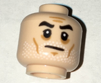 Light Nougat Minifig, Head Beard White Stubble, Black Eyebrows, Cheek Lines Pattern (Commander Gregor) - Stud Recessed