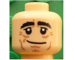 Light Nougat Minifig, Head Black Eyebrows Bushy, White Pupils, Crow's Feet, Cheek Lines Pattern (Joachim Löw) - Stud Recessed