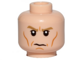 Light Nougat Minifig, Head Male Dark Tan Eyebrows, White Pupils, Cheek Lines, Frown Pattern (SW Director Krennic) - Stud Recessed