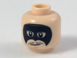 Light Nougat Minifig, Head Male Mask Black, Dark Bluish Gray Thin Moustache Pattern - Stud Recessed