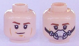 Light Nougat Minifig, Head Dual Sided Brown Eyebrows, Cheek Lines, Smirk / Breathing Mask Pattern (SW Han Solo) - Stud Recessed