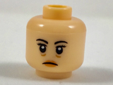 Light Nougat Minifigure, Head Female Black Eyebrows, Peach Lips, Medium Nougat Bags Under Eyes Pattern - Hollow Stud