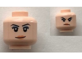 Light Nougat Minifig, Head Dual Sided Female Black Eyebrows, Peach Lips, Smirk/Frown Pattern