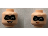 Light Nougat Minifigure, Head Dual Sided Female Black Mask, Open Smile / Smirk Pattern (Elastigirl) - Hollow Stud