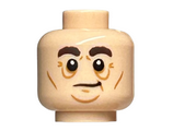 Light Nougat Minifigure, Head Dark Brown Eyebrows, Dark Orange Contour Lines and Chin Pattern - Hollow Stud